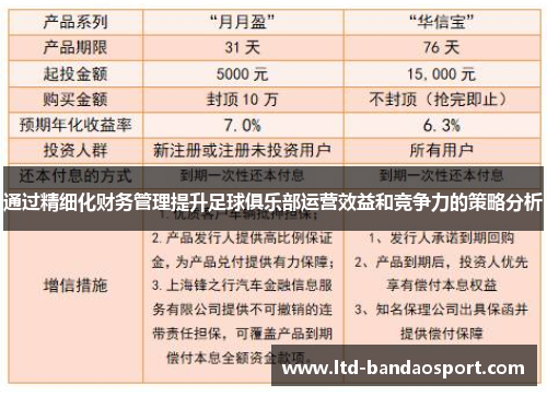 通过精细化财务管理提升足球俱乐部运营效益和竞争力的策略分析